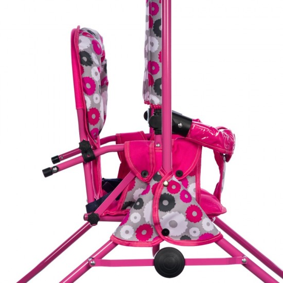 Leagan pentru copii Top Kids cu spatar reglabil si bara detasabila Pink Flowers