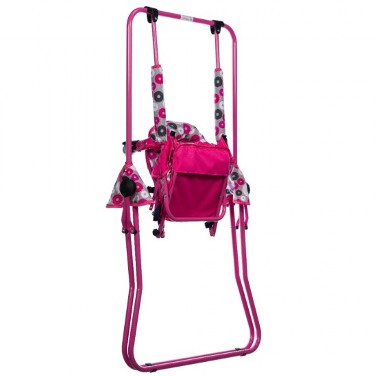 Leagan pentru copii Top Kids cu spatar reglabil si bara detasabila Pink Flowers