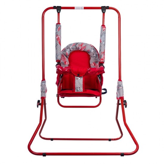 Leagan pentru copii Top Kids cu spatar reglabil si bara detasabila Red Birds