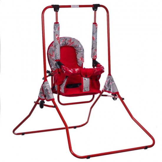 Leagan pentru copii Top Kids cu spatar reglabil si bara detasabila Red Birds