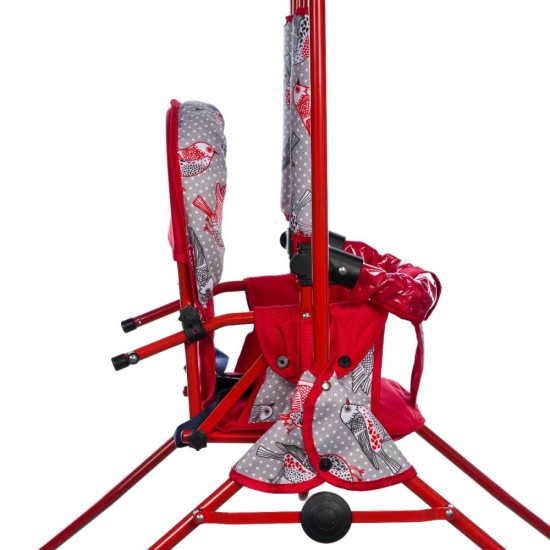 Leagan pentru copii Top Kids cu spatar reglabil si bara detasabila Red Birds