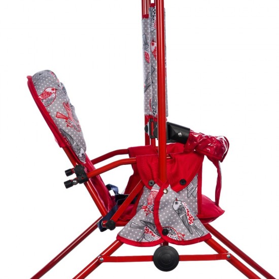 Leagan pentru copii Top Kids cu spatar reglabil si bara detasabila Red Birds