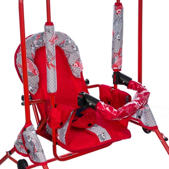 Leagan pentru copii Top Kids cu spatar reglabil si bara detasabila Red Birds