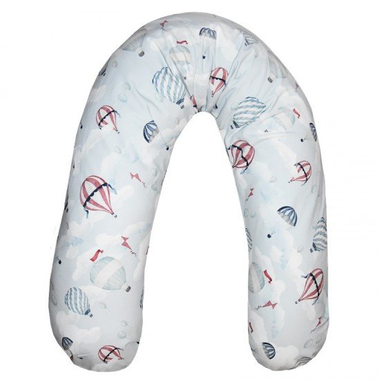 Perna de alaptat cu husa bumbac si umplutura fibre de silicon Eko 180 cm Balloons