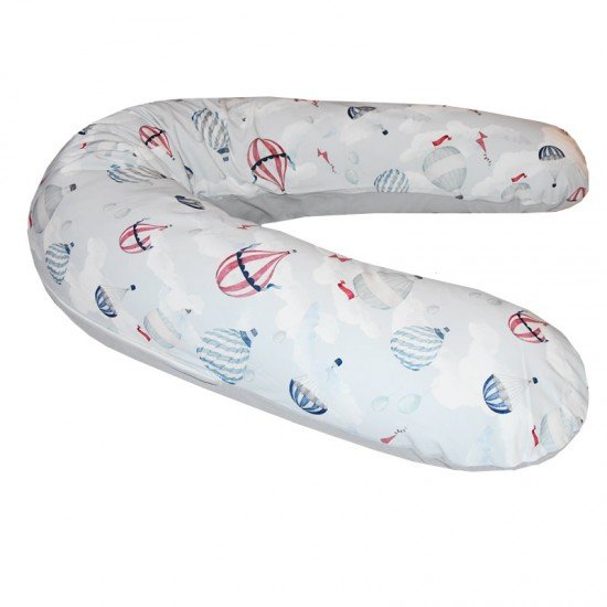 Perna de alaptat cu husa bumbac si umplutura fibre de silicon Eko 180 cm Balloons