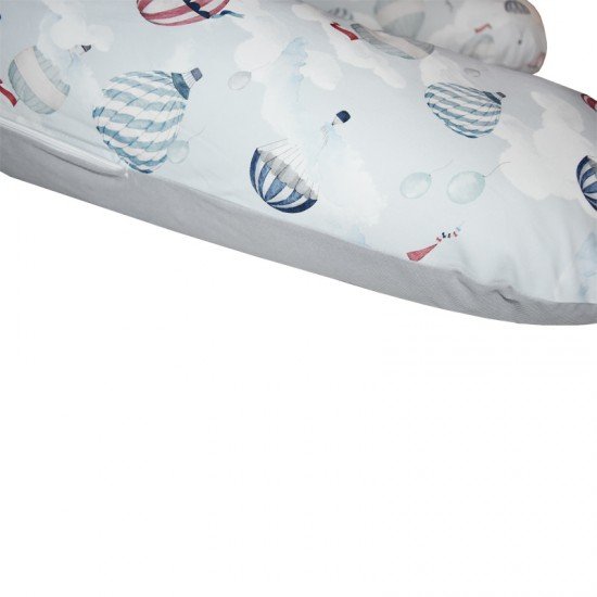 Perna de alaptat cu husa bumbac si umplutura fibre de silicon Eko 180 cm Balloons