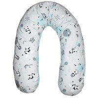 Perna de alaptat cu husa bumbac si umplutura fibre de silicon Eko 180 cm Panda