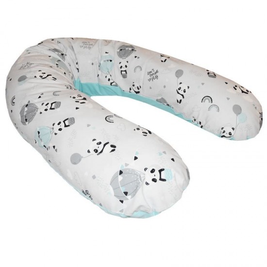 Perna de alaptat cu husa bumbac si umplutura fibre de silicon Eko 180 cm Panda