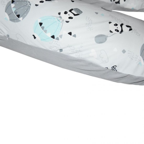 Perna de alaptat cu husa bumbac si umplutura fibre de silicon Eko 180 cm Panda