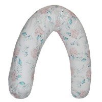 Perna de alaptat cu husa bumbac si umplutura fibre de silicon Eko 180 cm Hortensia