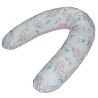 Perna de alaptat cu husa bumbac si umplutura fibre de silicon Eko 180 cm Hortensia