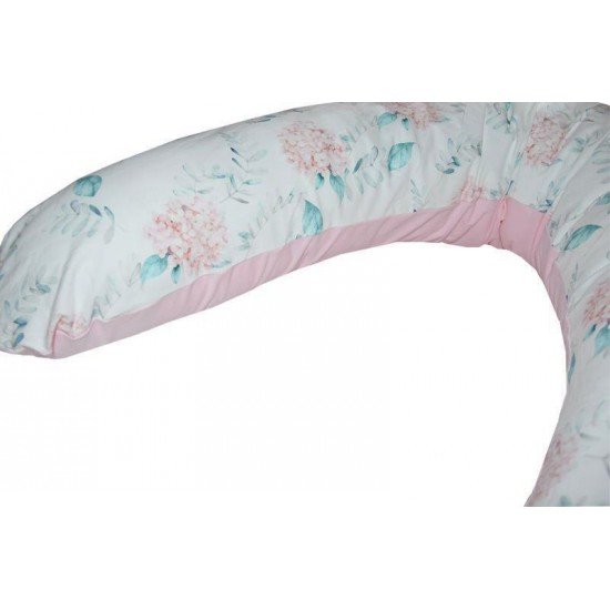 Perna de alaptat cu husa bumbac si umplutura fibre de silicon Eko 180 cm Hortensia