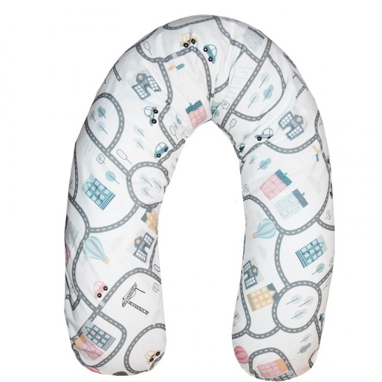 Perna de alaptat cu husa bumbac si umplutura fibre de silicon Eko 180 cm Police