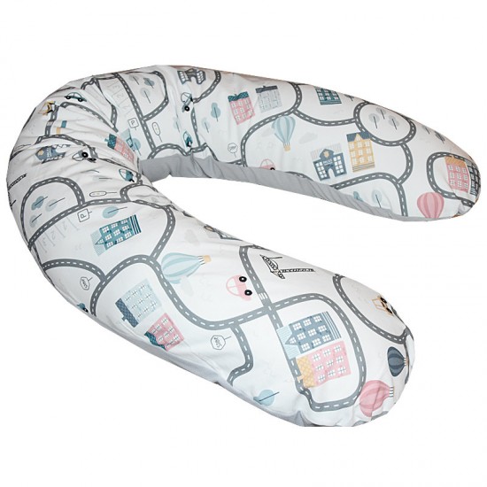 Perna de alaptat cu husa bumbac si umplutura fibre de silicon Eko 180 cm Police