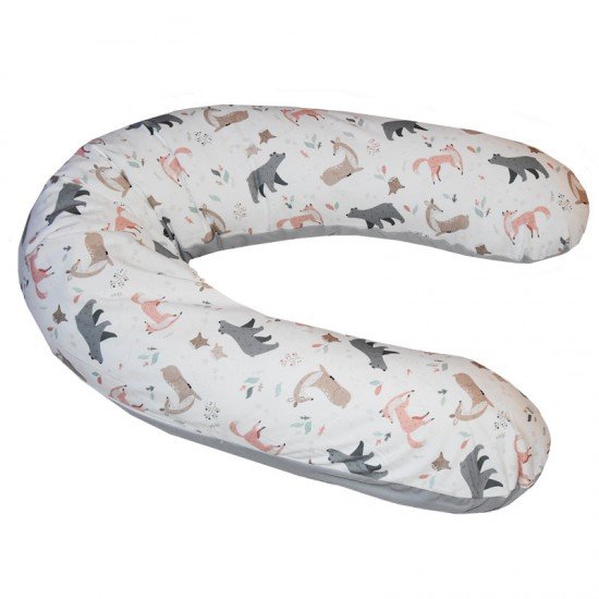 Perna de alaptat cu husa bumbac si umplutura fibre de silicon Eko 180 cm Forest