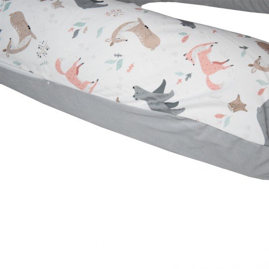 Perna de alaptat cu husa bumbac si umplutura fibre de silicon Eko 180 cm Forest