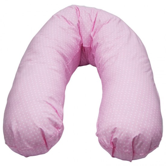 Perna de alaptat cu husa bumbac si umplutura fibre de silicon Eko 180 cm - Pink 