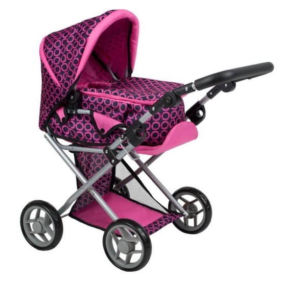 Carucior multifunctional pentru papusi PlayTo Elsa Roz/Negru