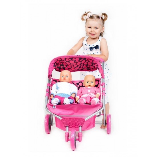 Carucior pentru doua papusi PlayTo Klaudia Roz