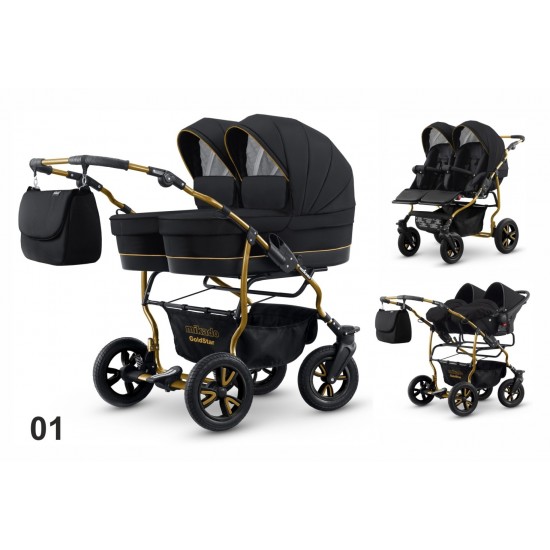 Carucior pentru gemeni Mikado Goldstar GS-01 3 in 1