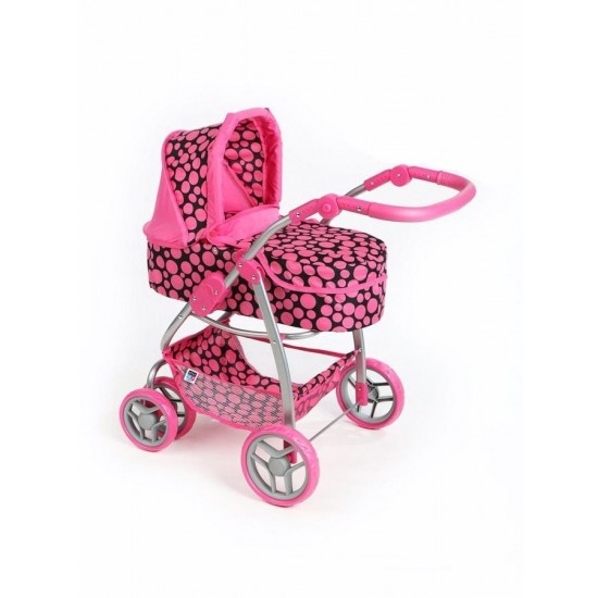 Carucior pentru papusi 2 in 1 PlayTo Jasminka Roz/Negru