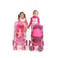 Carucior pentru papusi 2 in 1 PlayTo Jasminka Roz/Negru