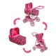 Carucior pentru papusi 2 in 1 PlayTo Jasminka Roz/Negru