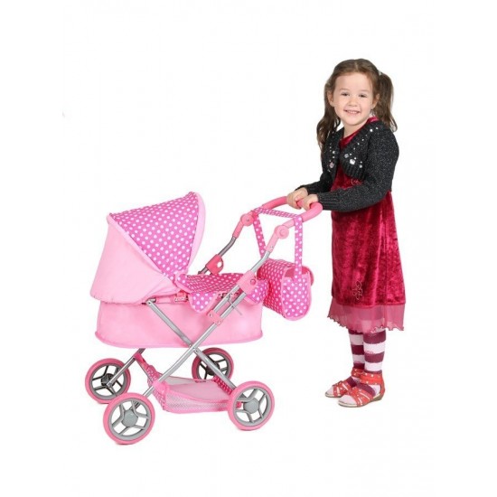 Carucior pentru papusi PlayTo Viola Roz/Alb
