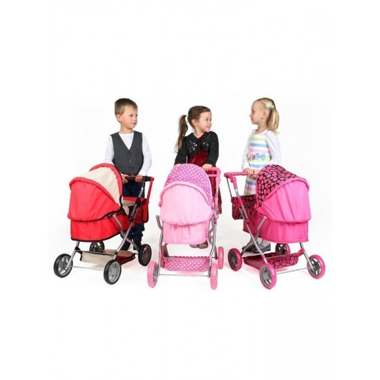 Carucior pentru papusi PlayTo Viola Roz/Alb