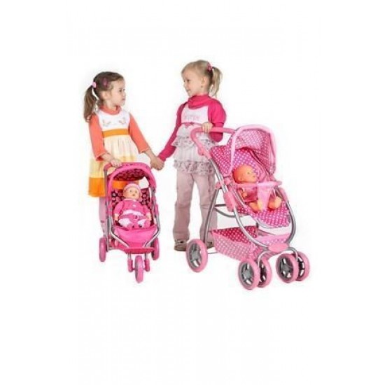 Carucior sport pentru papusi PlayTo Olivie Roz/Negru