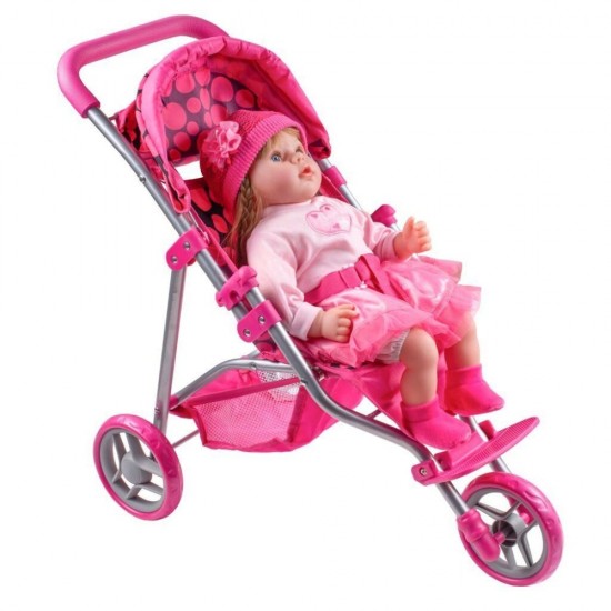Carucior sport pentru papusi PlayTo Olivie Roz/Negru