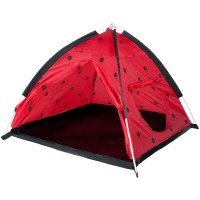 Cort  de joaca cu tunel pentru copii Playto Ladybug Rosu