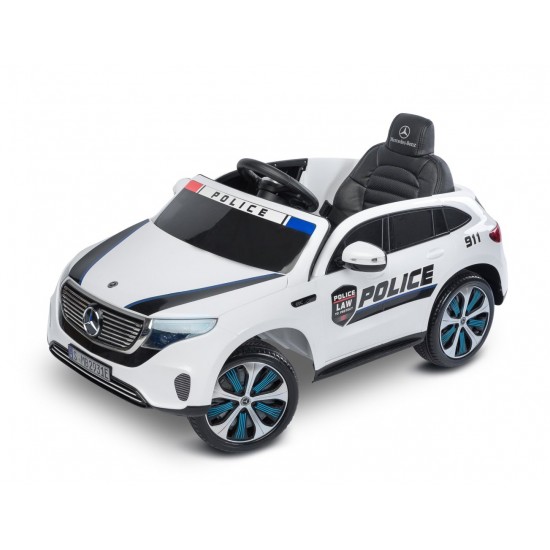 Masinuta electrica cu telecomanda Toyz Mercedes-Benz EQC Police Alba 12V