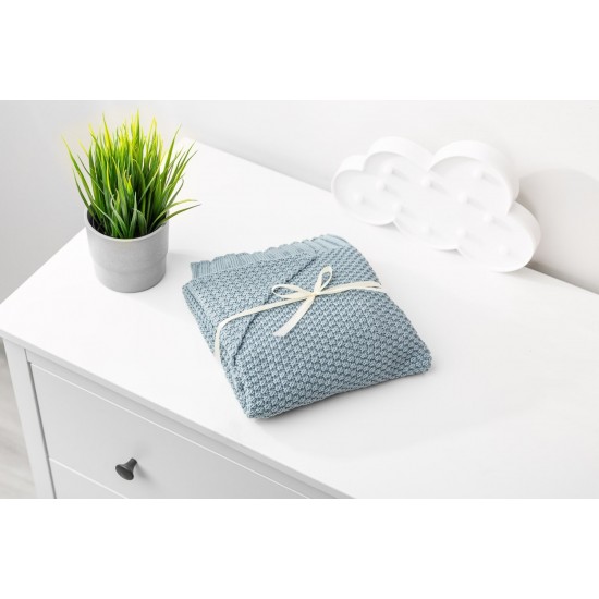 Paturica cu gluga bambus 100% cutie cadou Albastra