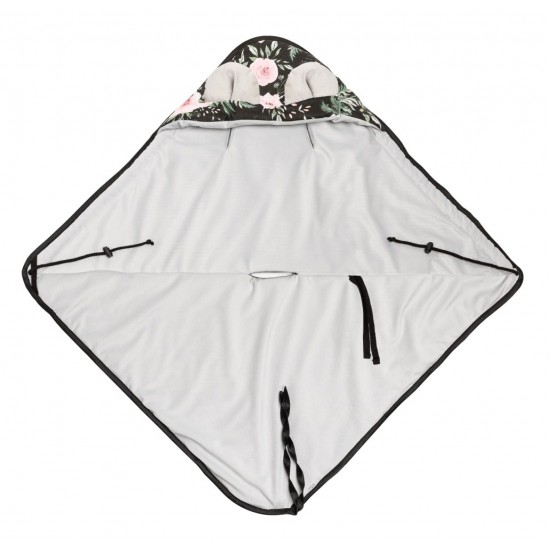 Paturica cu gluga pentru cos auto Sensillo Velvet Flori Negre