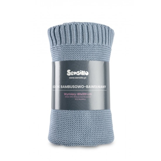 Paturica de bumbac si bambus Sensillo 100x80 cm Jeans