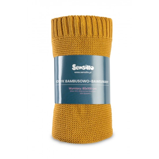 Paturica de bumbac si bambus Sensillo 100x80 cm Mustar