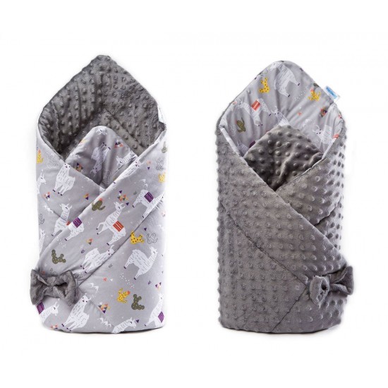 Paturica nou-nascut Sensillo Minky Wrap gri 80x80 cm