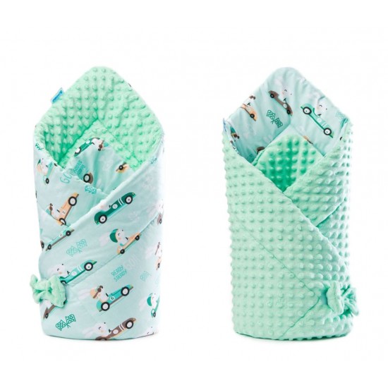 Paturica nou-nascut Sensillo Minky Wrap verde 80x80 cm