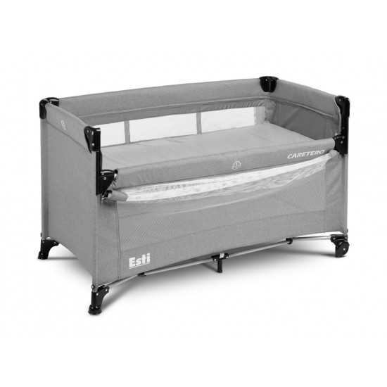 Patut pliabil cu etaj suplimentar si laterala reglabila Caretero Esti Gri