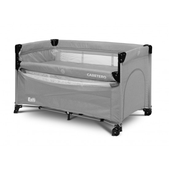 Patut pliabil cu etaj suplimentar si laterala reglabila Caretero Esti Gri