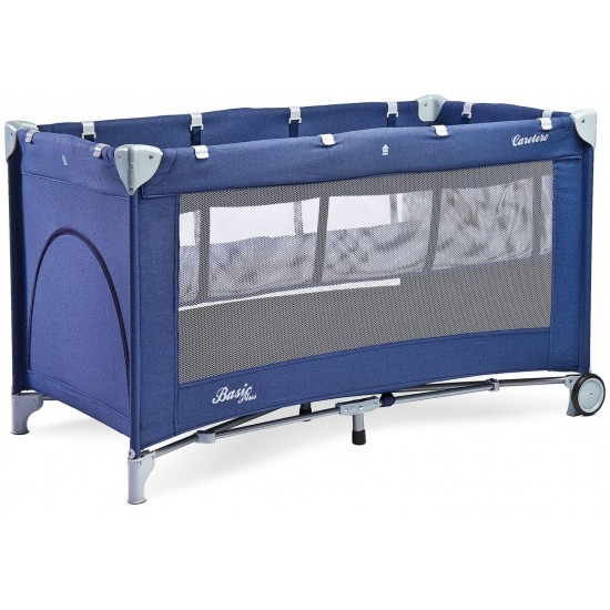 Patut pliant cu etaj intermediar Caretero Basic Plus Navy