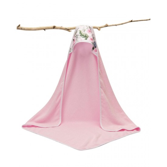 Prosop de bumbac cu gluga Sensillo Krepa 100x100 cm Roz