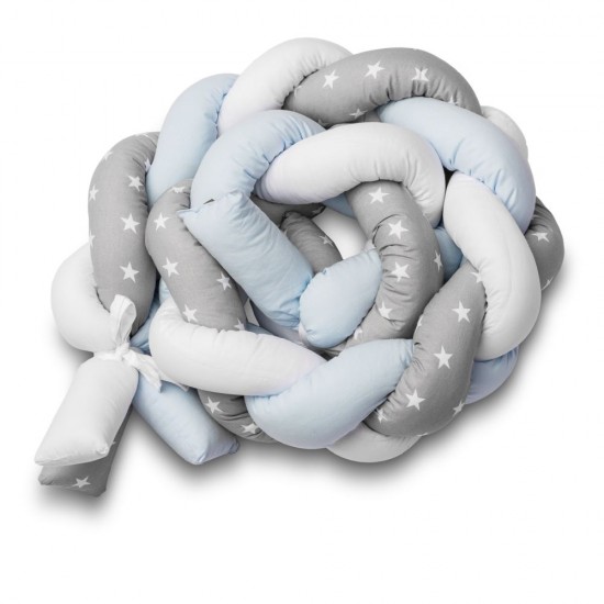 Protectie interioara pentru patut Sensillo 210 cm Albastru/Gri Stelute