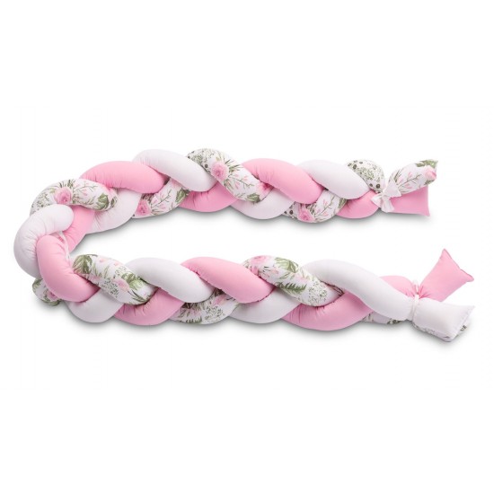 Protectie interioara pentru patut Sensillo 210 cm Floricele Roz