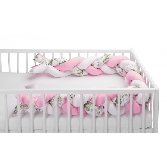 Protectie interioara pentru patut Sensillo 210 cm Floricele Roz
