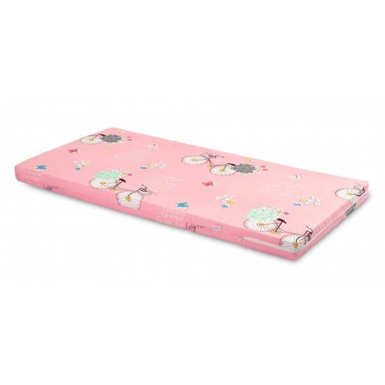 Saltea de spuma Sensillo roz biciclete 120x60 cm