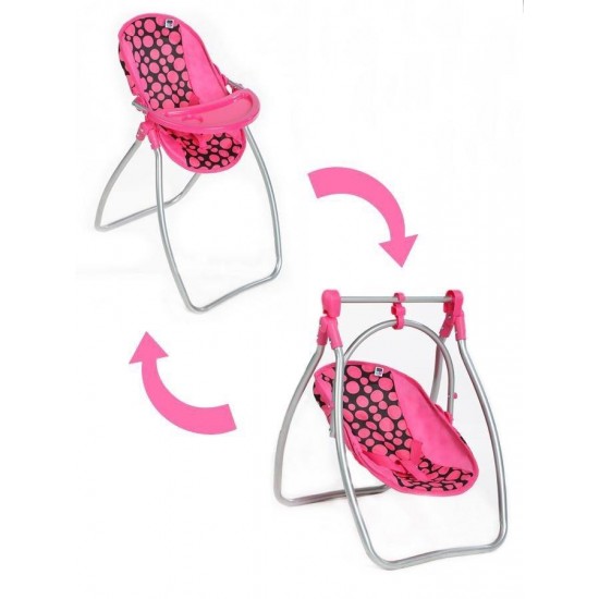 Set scaun de masa cu leagan 2 in 1 pentru papusi PlayTo Izabela