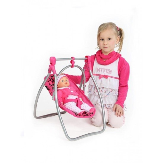 Set scaun de masa cu leagan 2 in 1 pentru papusi PlayTo Izabela