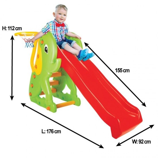 Tobogan cu cos de baschet Pilsan Elephant si minge cadou